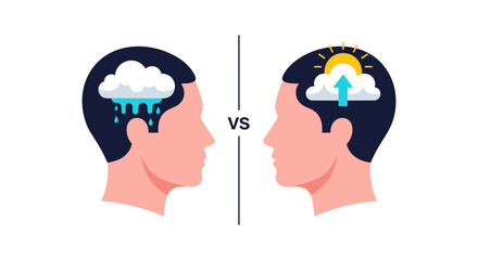 Understanding the contrasting mental states of a positive versus negative outlook on life.