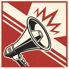 Retro megaphone and loudspeaker illustration