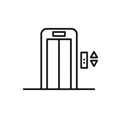 Modern minimalist outline icon of an elevator with up and down arrow buttons