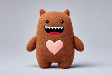 Cheerful plush creature with playful design and heart detail, ex