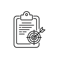 Clipboard with document and target icon representing business goals and strategy