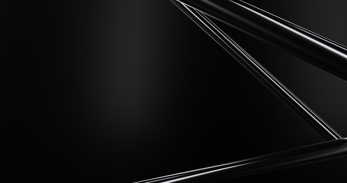 3d metal pipes on black background