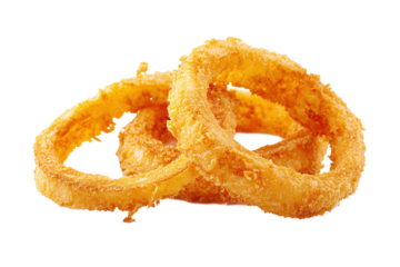 Crispy Fried Onion Rings isolated on white transparent background