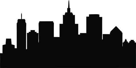 Obraz premium boston city skyline vector, downtown buildings silhouette illustration 