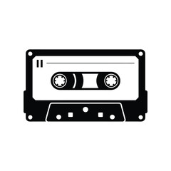 Classic vintage cassette tape icon for retro music and audio recording nostalgia