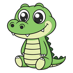 Charming Cartoon Alligator Character Illustration A Delightful Depiction of a Friendly Reptile with Adorable Features and Playful Design Elements