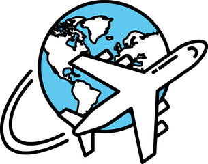 Airplane Flying Around the World Graphic Design Concept for Travel and Exploration