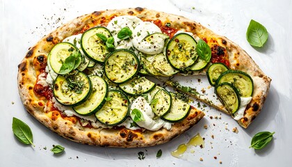 Pizza with zucchini and mozzarella