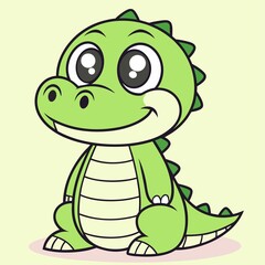 Cartoon Alligator with Cute Eyes Sitting Down a Lovely Design A charming Image of a Friendly Cartoon Alligator