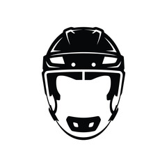 Black and white illustration of a hockey helmet with a protective cage