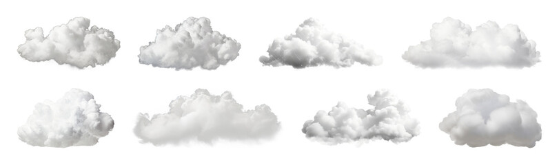 PNG Fluffy clouds isolated collection, element set on transparent background