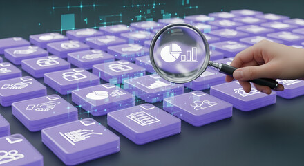Data Analysis Business Intelligence Technology Hand Magnifying Glass
