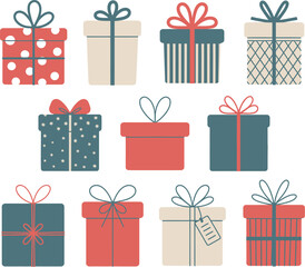 Twelve Festive Gift Box Illustrations A Collection of Decorative Present Designs