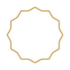 Golden shiny 3d vignette. Geometric luxury ornamental frame. Islamic, Indian decorative element, traditional Arabic border, morocco shapes. Vector illustration for certificates, stamps, labels, badges