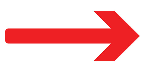 Red isolated arrow icon on white background.  Long arrow-head vector icons on white page. Pointing vector icons. 
