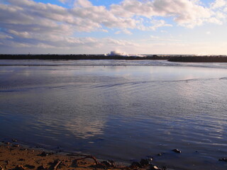 sunset over the river