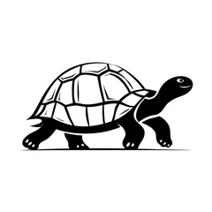 Aldabra Tortoise. Aldabra Tortoise simple black and white line art vector logo