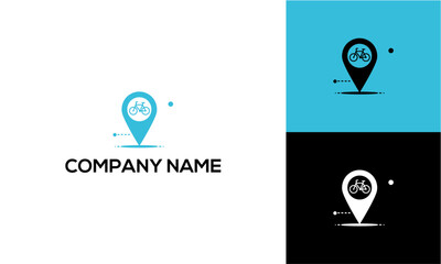 Bicycle Location Pin Logo Design.