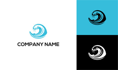 Dynamic Ocean Wave Logo Design for Company Branding.