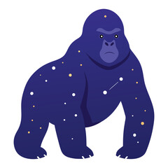 Glowing Gorilla Vector, Indigo Gradient Fantasy Illustration