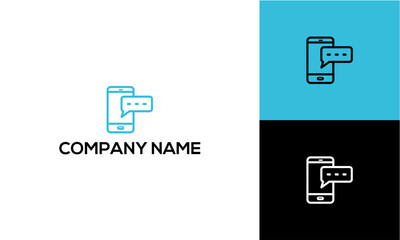 Mobile Phone Chat Bubble Logo Design.