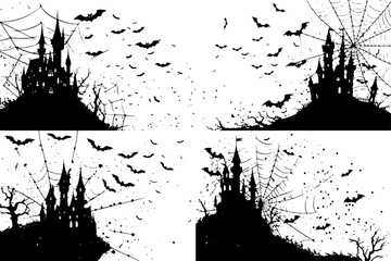 Halloween Spooky Silhouette  Vector Set