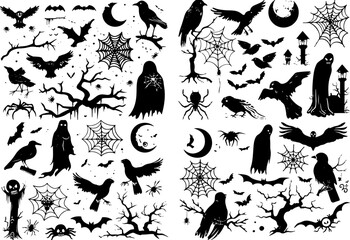 Halloween Spooky Silhouette  Vector Set