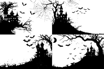 Halloween Spooky Silhouette  Vector Set