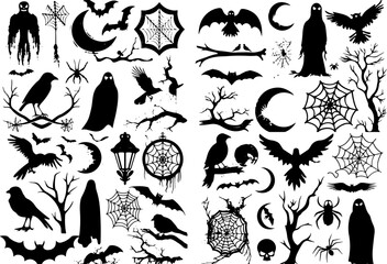 Halloween Spooky Silhouette  Vector Set