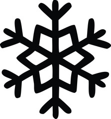 Simple black snowflake design a six-pointed geometric winter icon representing cold and frost for festive holiday celebrations