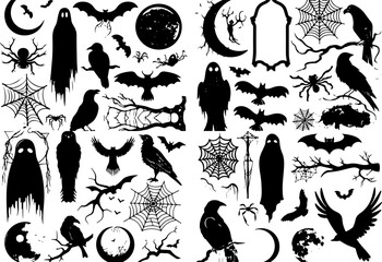 Halloween Spooky Silhouette  Vector Set