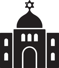 Synagogue silhouette vector, Jewish house of worship icon, EPS, religious building design