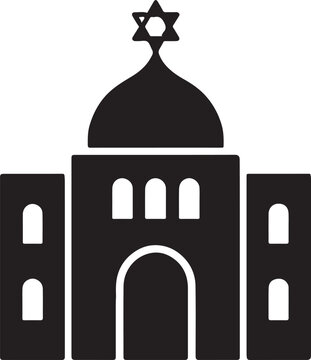 black synagogue building with star clip art preview