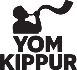 Yom Kippur text icon silhouette, Jewish holiday symbol, vector EPS, religious design