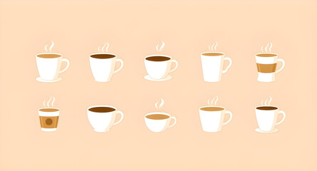 simple coffee cup cartoon, steaming hot mug, cafe illustration set, coffee theme cartoon, cute mug cartoon, funny cup faces, beverage cartoon cups, doodle mug set, coffee takeaway cartoon, hot drink d