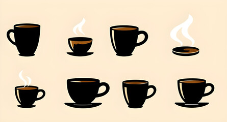 coffee mug set, cartoon cup icons, hot coffee illustration, tea cup cartoon, cappuccino cup, latte cartoon, espresso cup, doodle coffee cups, cute coffee mug, coffee to go cup, steaming cup cartoon, k