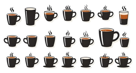 coffee cups cartoon, coffee mug set, cartoon cup icons, hot coffee illustration, tea cup cartoon, cappuccino cup, latte cartoon, espresso cup, doodle coffee cups, cute coffee mug, coffee to go cup, st