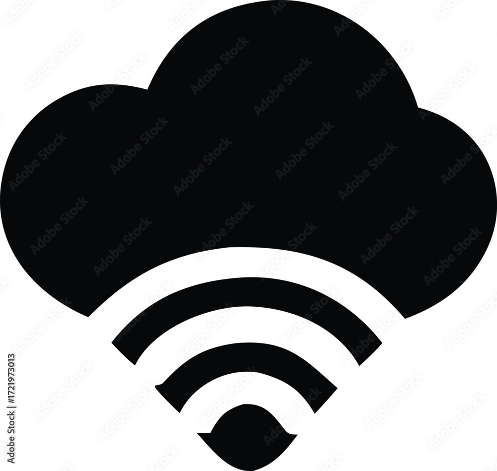 Poster cloud computing and wireless internet connection symbol a digital network and data storage icon for 