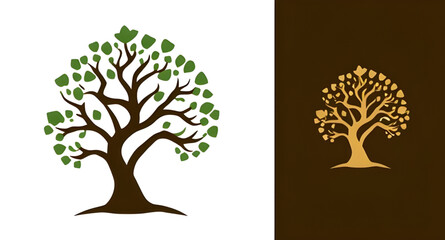 Naklejka premium tree logo, elegant nature logo, hand drawn tree logo, artistic nature logo, tree emblem, circular tree logo, sustainable tree logo, modern eco logo, abstract botanical logo