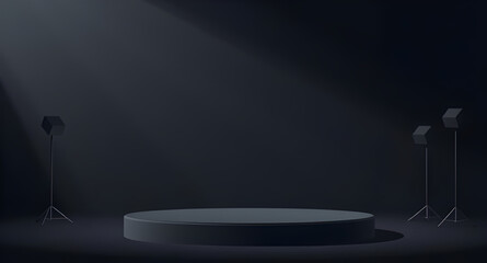 black podium, matte black podium, stage podium vector, winner podium, black pedestal, pedestal vector, black display stand, spotlight podium, podium mockup, black column podium, award ceremony podium,