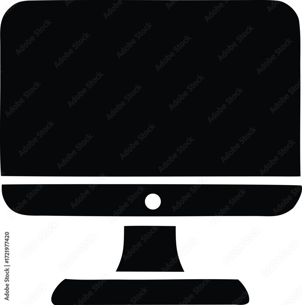 Poster modern desktop computer monitor icon symbol flat design electronic device display screen technology 