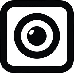 Modern black and white camera lens icon minimalist design capturing photography innovation and digital imagery