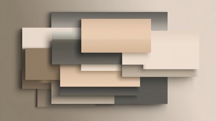 Fototapeta premium Stacked Neutral Rectangles — 3D paper-cut collage for corporate decks, UI cards, and editorial layout