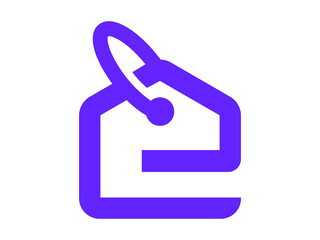 creative e letter logo with shopping tag symbol for e-commerce brand