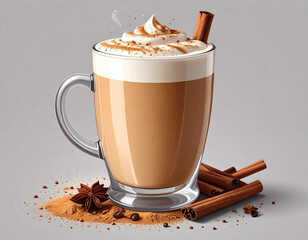 hot chai latte on isolated on transparent png background. Generative