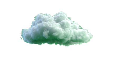 Fluffy cloud with green tint isolated on transparent background