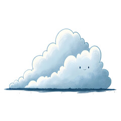 Cartoon Cloud Illustration: Whimsical Weather Graphic on transparent background