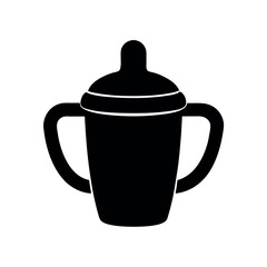 Minimal Glyph Baby Sippy Cup with Dual Handles Vector Illustration