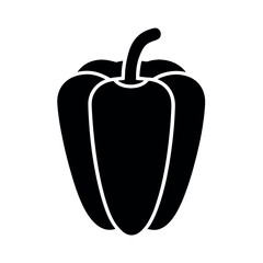 Minimal Glyph Bell Pepper Capsicum with Stem Vector Illustration