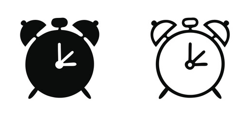 Simple illustration of a black alarm clock icon 
